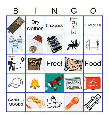 Survival Kit Bingo Card