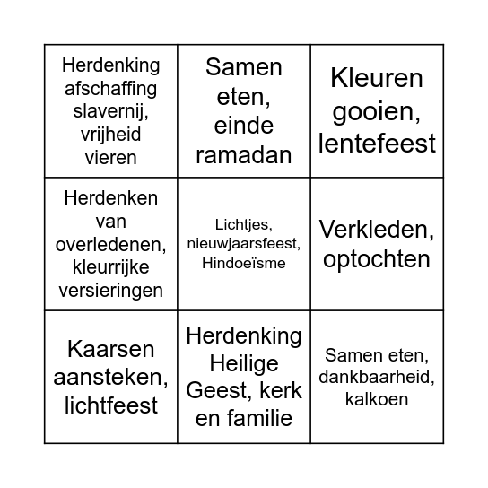 Feesten Bingo Card
