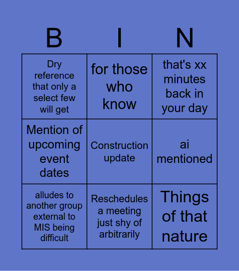 Steve Bingo Card
