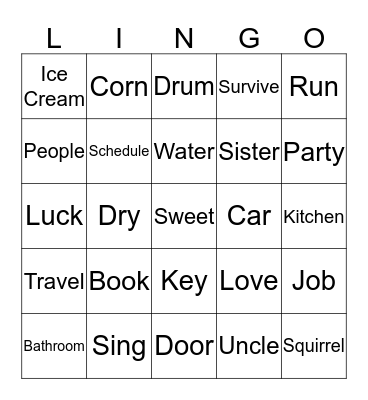 Lingo!! Bingo Card