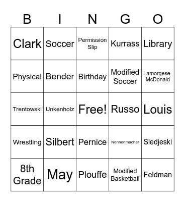 HMS Advisory Bingo Card