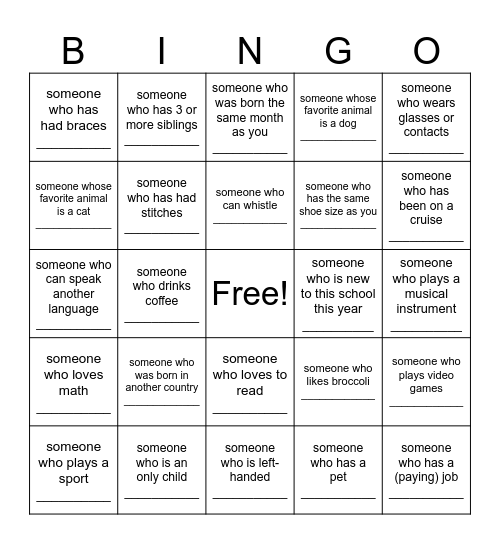 NAS Bingo Card