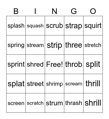 3 Letter Blend BINGO Card