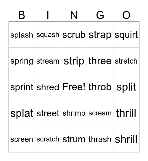 3 Letter Blend BINGO Card