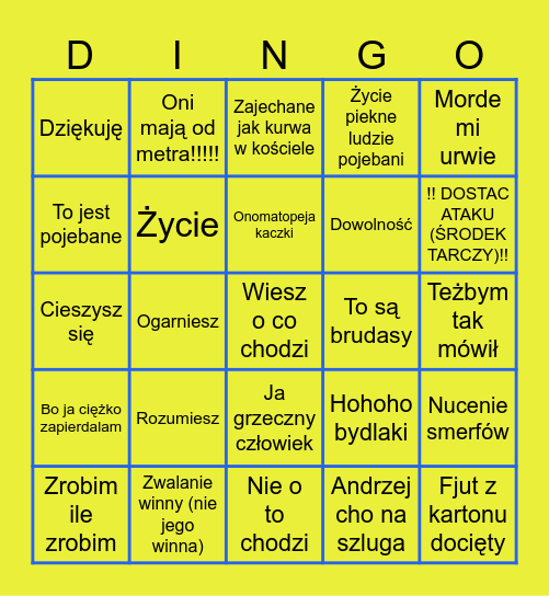 DINGO Bingo Card