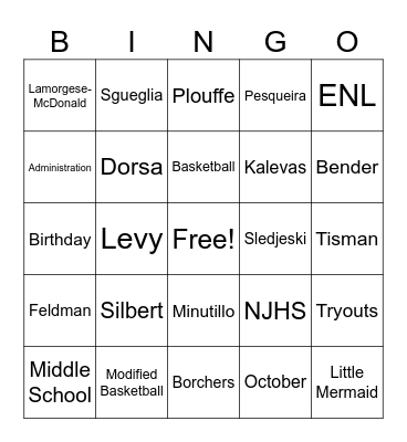HMS Advisory Bingo Card