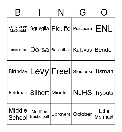 HMS Advisory Bingo Card