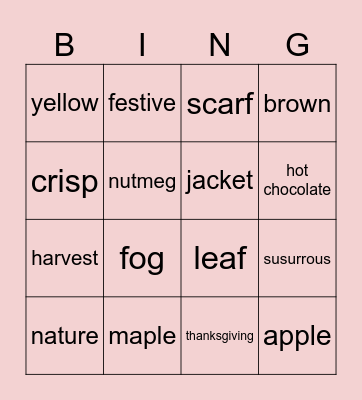 AUTUMN BING(O) Bingo Card