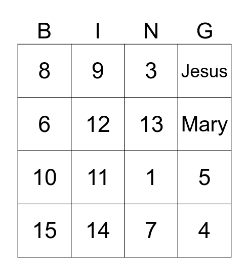 FBC Choir Bingo Card