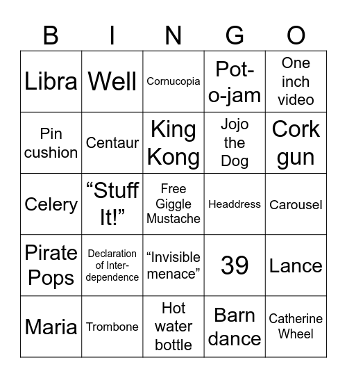 Rawstock Bingo Card