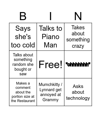 Grammy 👵🏻 Bingo Card