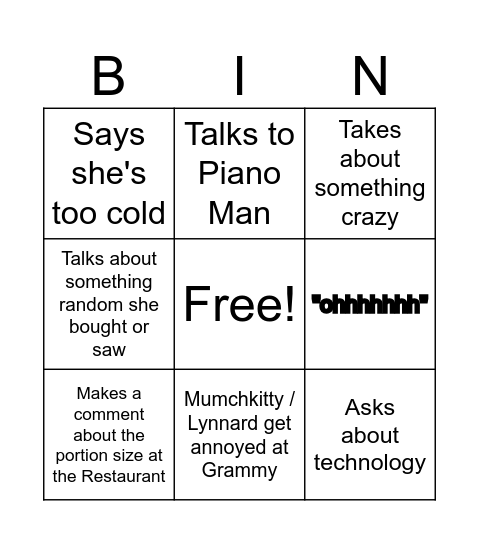 Grammy 👵🏻 Bingo Card