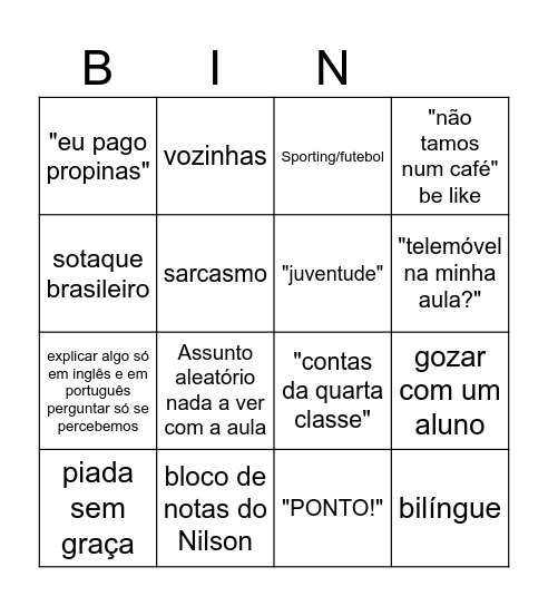 Vilela Bingo Card