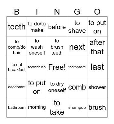 Daily Routines & Morning Life Bingo Card