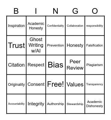 Ethics Bingo Card