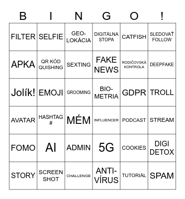 MYSLÍM NA... DIGI POJEM Bingo Card