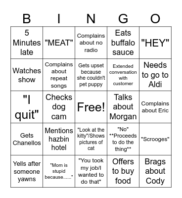 Stephanie Bingo Card
