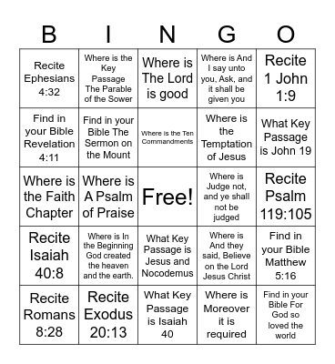 Bible Drill-Green Bingo Card