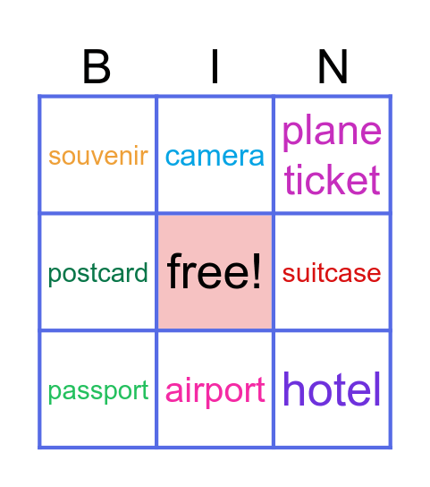 Travel Bingo Card