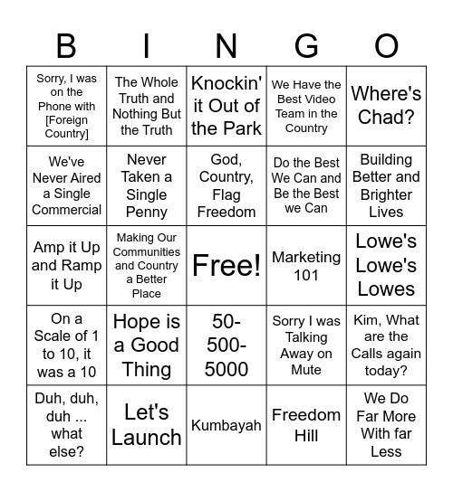 November Bingo Card