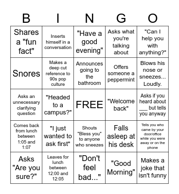 Spectrum Bingo Card
