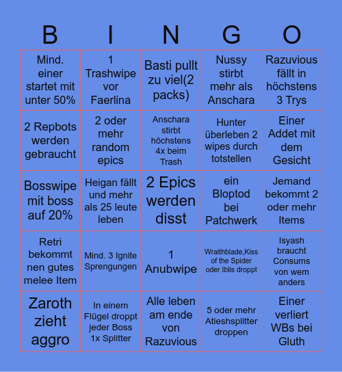 Naxx 6. ID Bingo Card