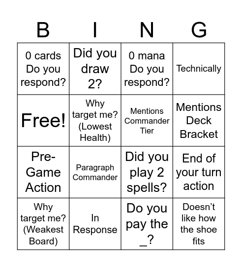 Alex-isms Bingo Card