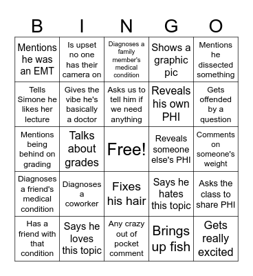 Tom Bingo Card