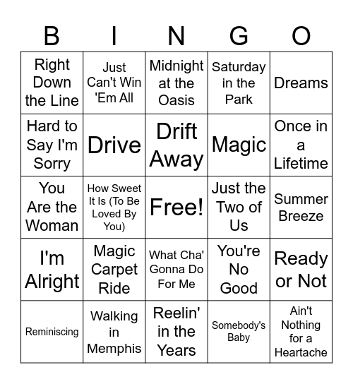 C4 - Yacht Rock Bingo Card