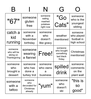 Friendsgiving 2026 Bingo Card