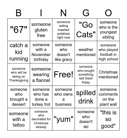 Friendsgiving 2026 Bingo Card