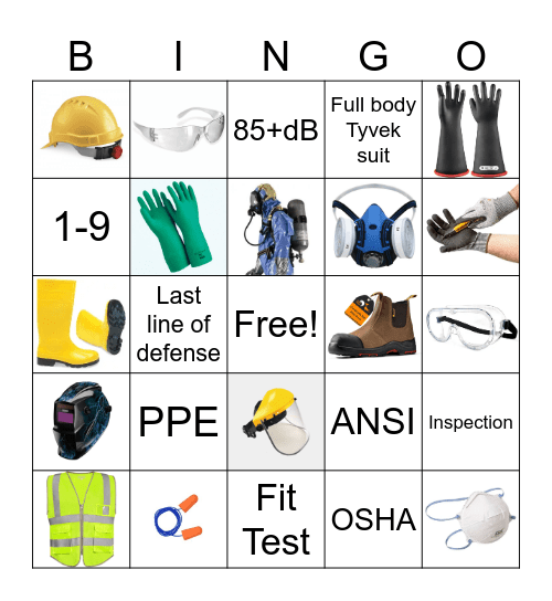 PPE Bingo Card