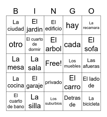 La Casad Bingo Card