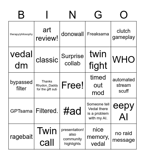 Neuro-sama Automated Stream Bingo Card
