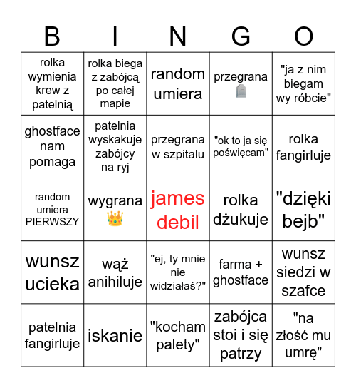 martwi w świetle dnia Bingo Card