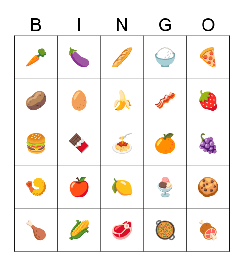 LA COMIDA Bingo Card