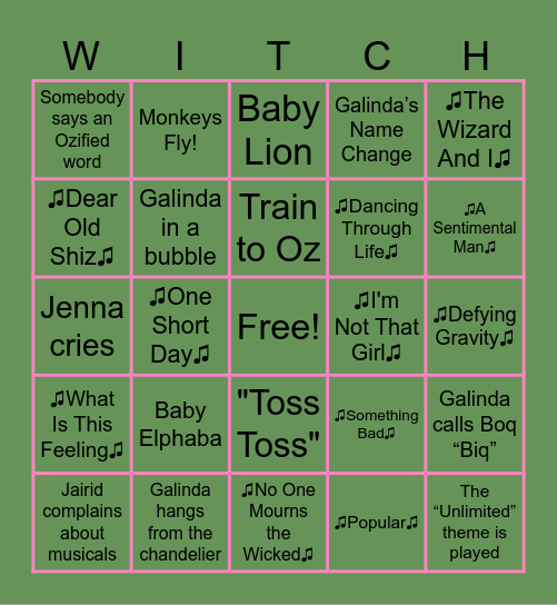 ♡ WICKED BINGO ♡ Bingo Card