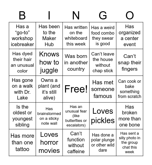 Catalyst BINGO! Bingo Card