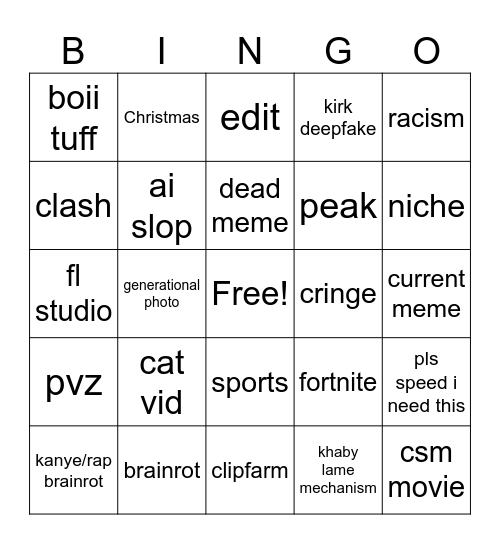 tt bingo fn Bingo Card