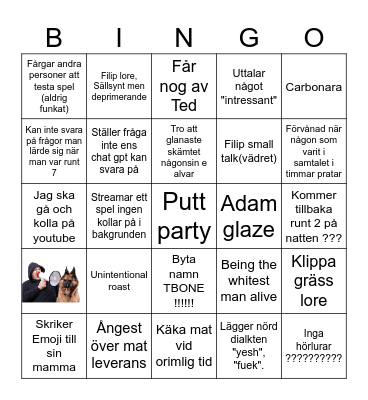Filip t bingo Card