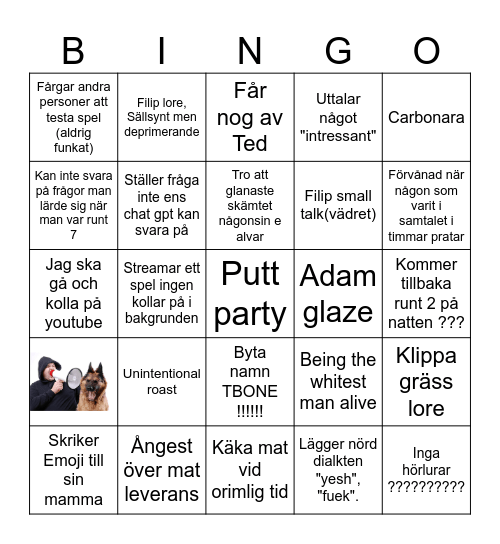 Filip t bingo Card