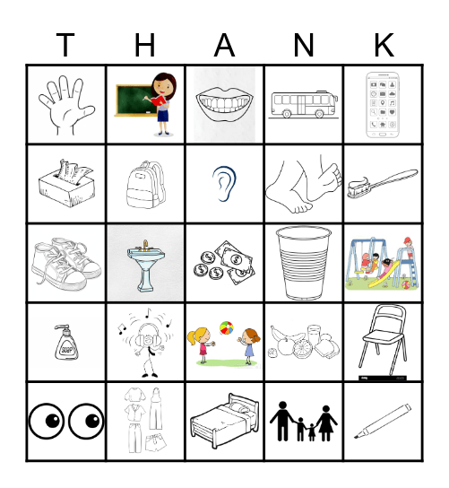 Thank You Hashem for.... Bingo Card