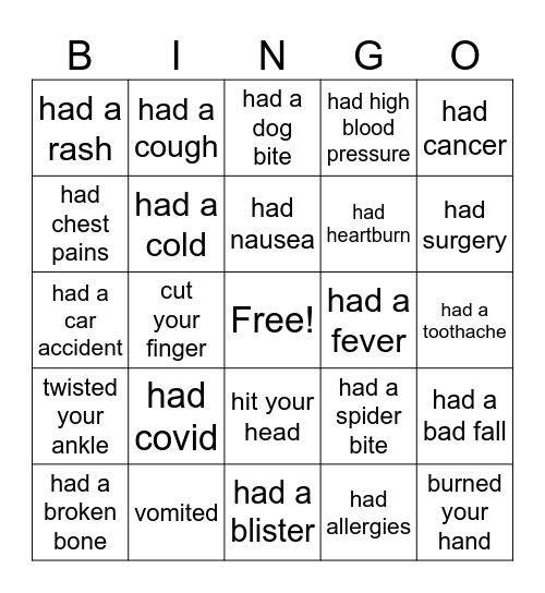 Have you ever.... Bingo Card