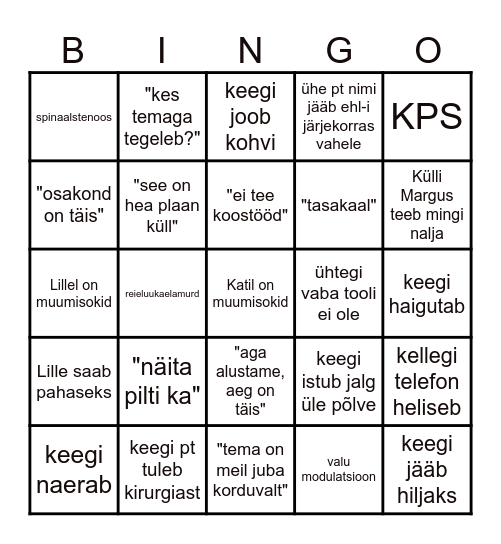 Patsientide koosolek Bingo Card