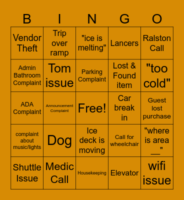 Fall Craft Fair Bingo Card