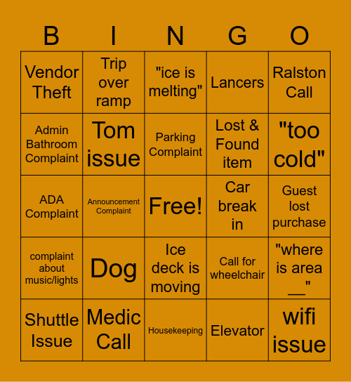 Fall Craft Fair Bingo Card