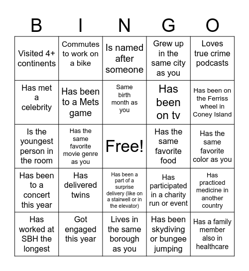 Labor and Delivery Bingo Card