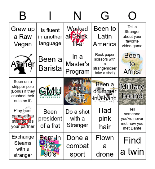 Bingo: Find a match to sign off Bingo Card