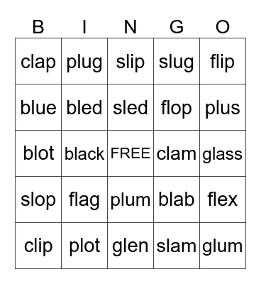 l blends Bingo Card