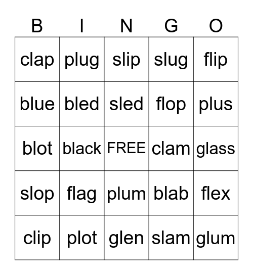 l blends Bingo Card